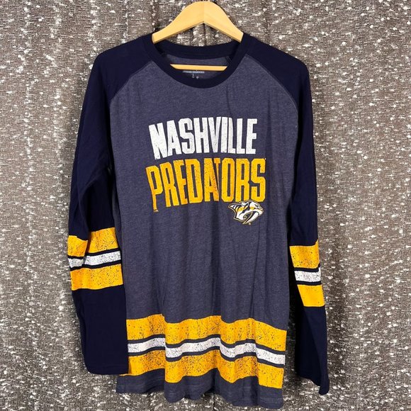 Champion Mens L‎ Nashville Predators Long Sleeve T Shirt L Crew Neck - Picture 1 of 3
